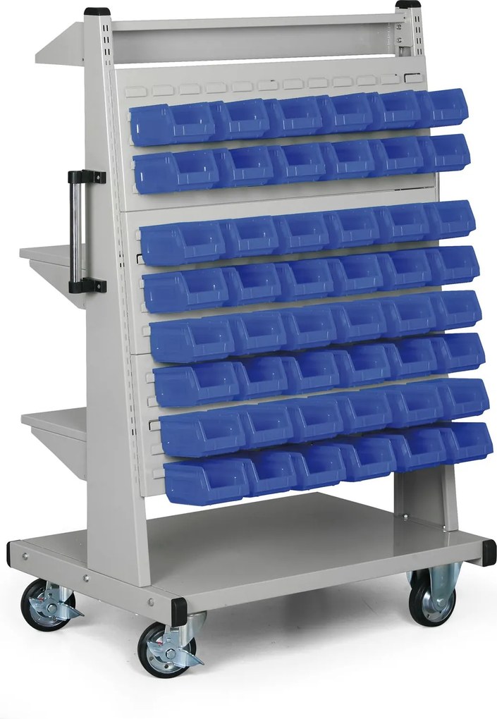 Pojazdný dielenský stojan na náradie a boxy, perforovaná stena, 3 police, prázdny