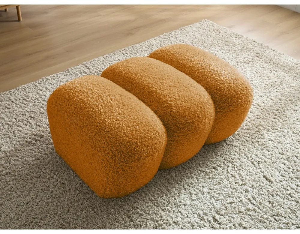 Podnožka z textílie buklé v horčicovej farbe Hippolyte – Bobochic Paris