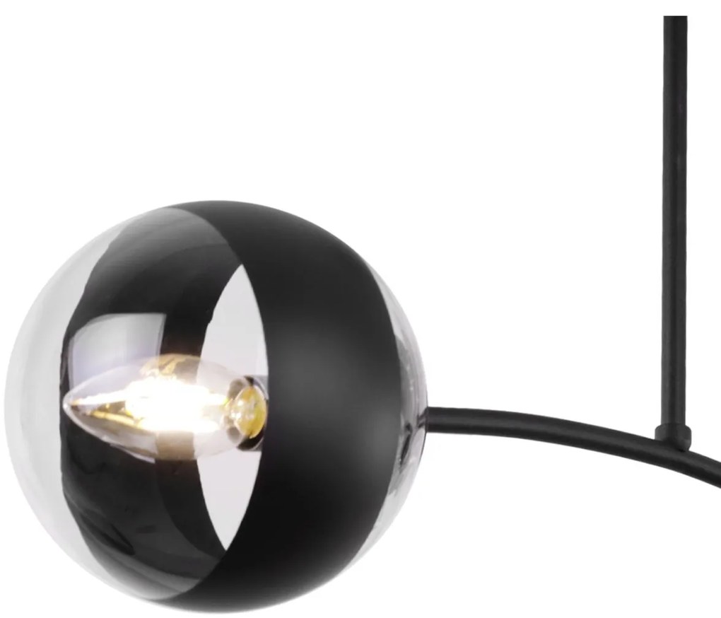 Stropné svietidlo Toledo, 2x čierne/transparentné sklenené tienidlo, B