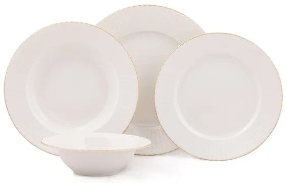 Jedálenská súprava 24 ks biela/zlatá/porcelán