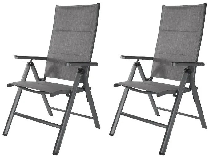 Livarno home Hliníkové kreslo Toronto s vysokým operadlom, antracitové, 2 kusy + Podsedák, červenohnedý, 2 kusy  (800010772)