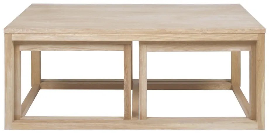 Súprava 3 hnedých konferenčný stolíkov s podnožím z dubového dreva Actona Cornus