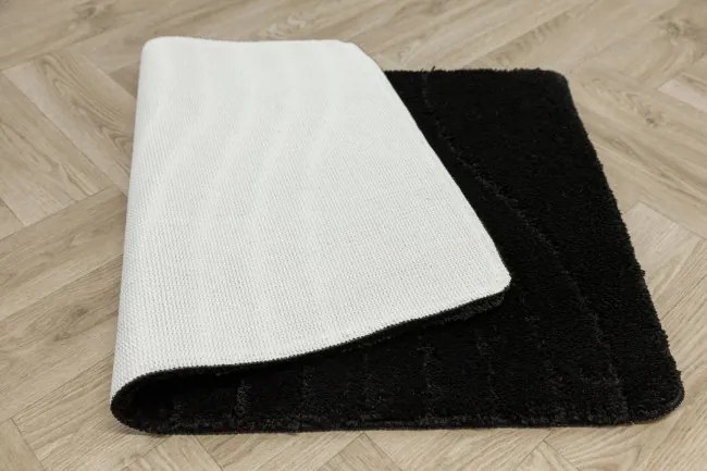 Kúpeľňový koberček Sara Black čierny, vlny