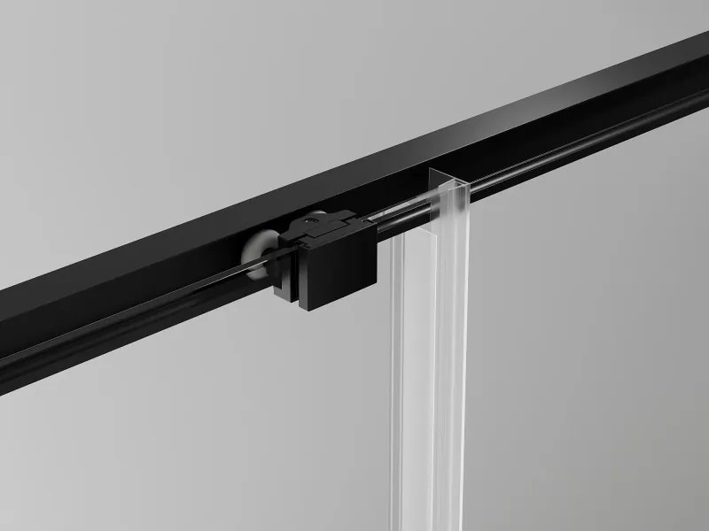 Mexen Exo, sprchovací kút s posuvnými dverami 125 x 85 cm, 6mm číre sklo, čierny profil, 8151-125-085-70-00