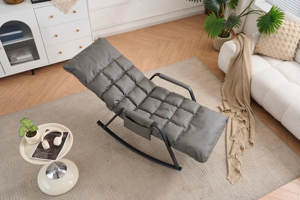 Hojdacie kreslo s 5-stupňovým nastavením, polstrované, šedé