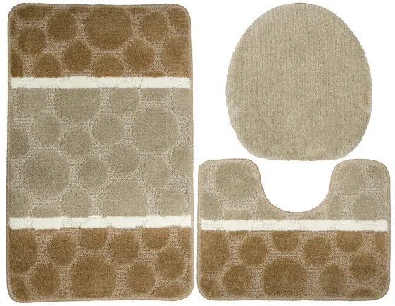 Sada kúpeľňových koberčekov SIENA béžová, bodky / pruhy