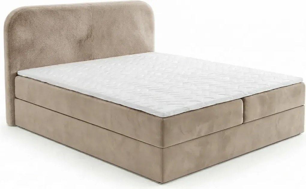 Čalúnená posteľ boxspring FORENA 140x200 cm béžová Matrac: Bonell pružinová matrac