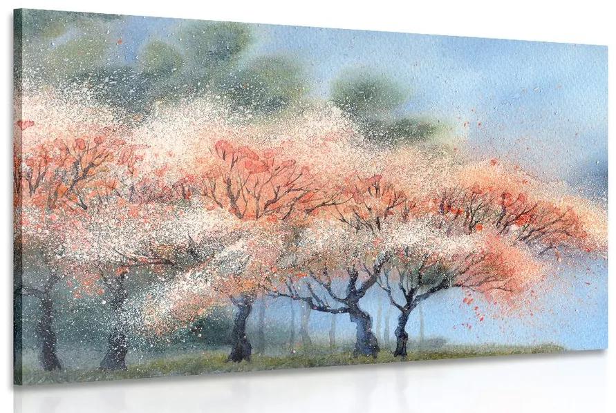 Obraz kvitnúce stromy v akvarelovom prevedení Varianta: 90x60