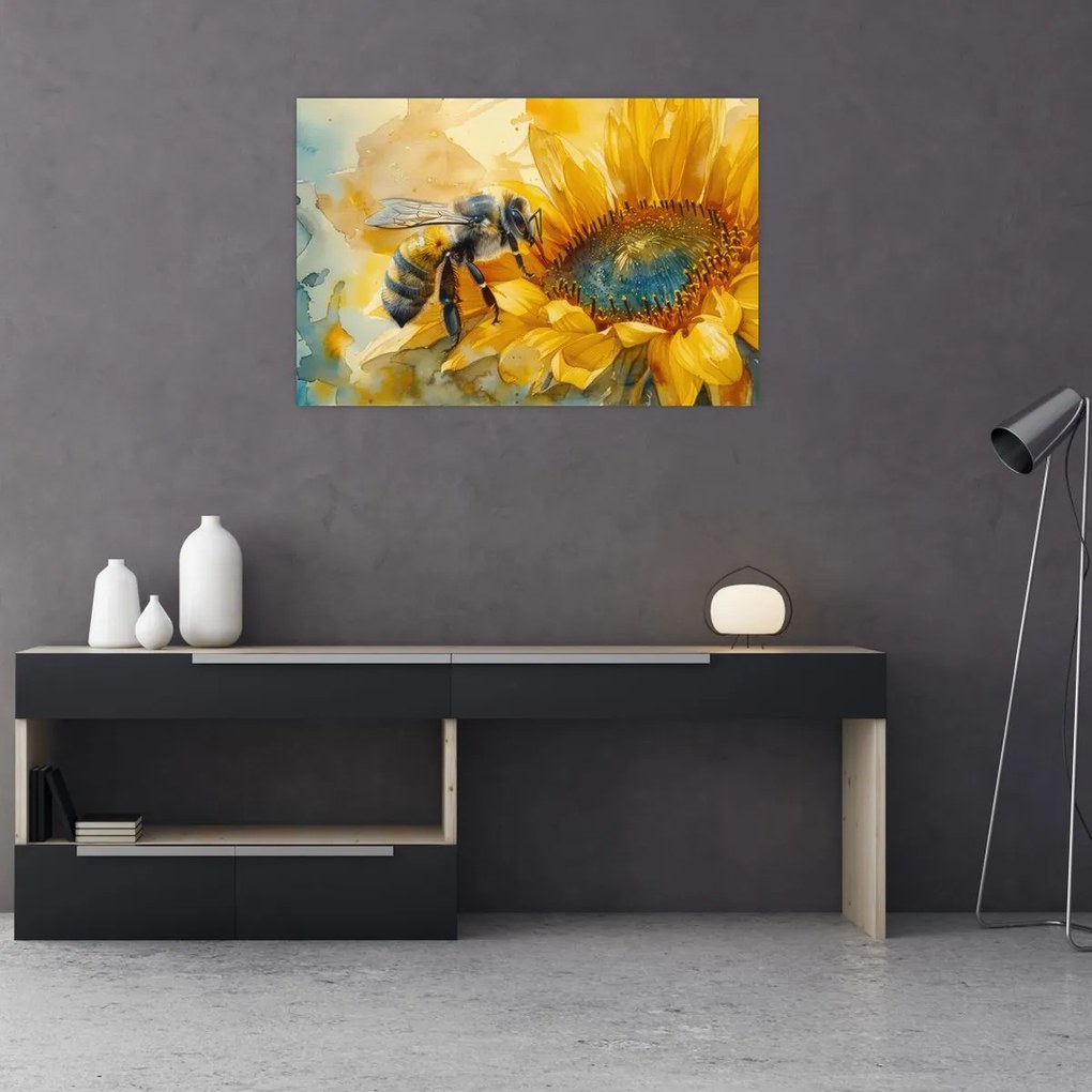Obraz - Včielka, akvarel (90x60 cm)