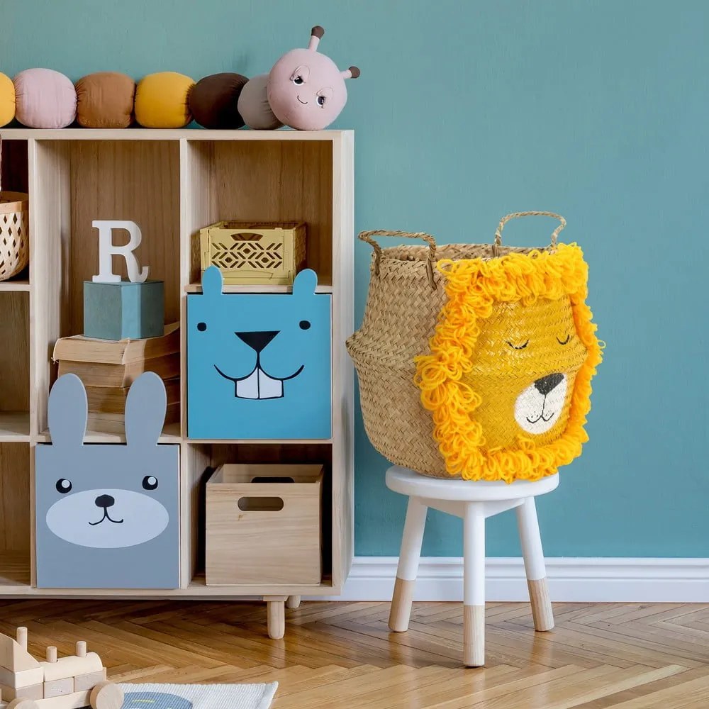 Detský kôš na hračky z morskej trávy v žlto-prírodnej farbe ø 30x28 cm Lion – Compactor