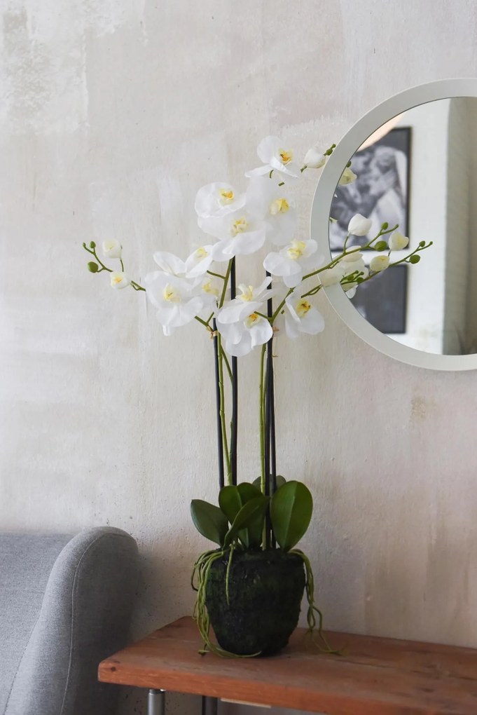 Umelá orchidea ORCHIDELIS, plast, výška 87 cm, biela