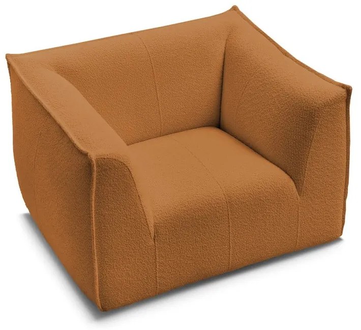 Kreslo z textílie buklé v horčicovej farbe Giorgia – Bobochic Paris