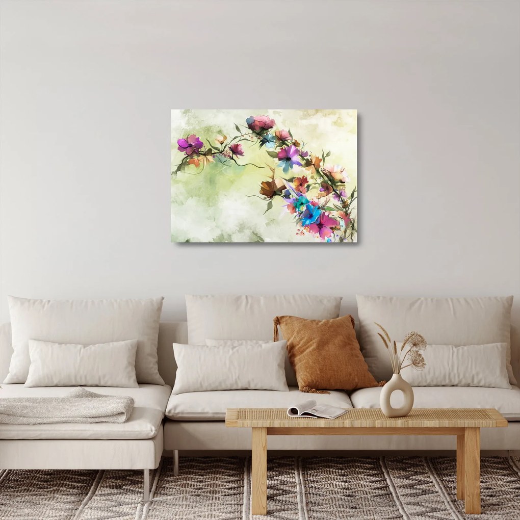 Sklenený obraz - Maľba kvetu (70x50 cm)