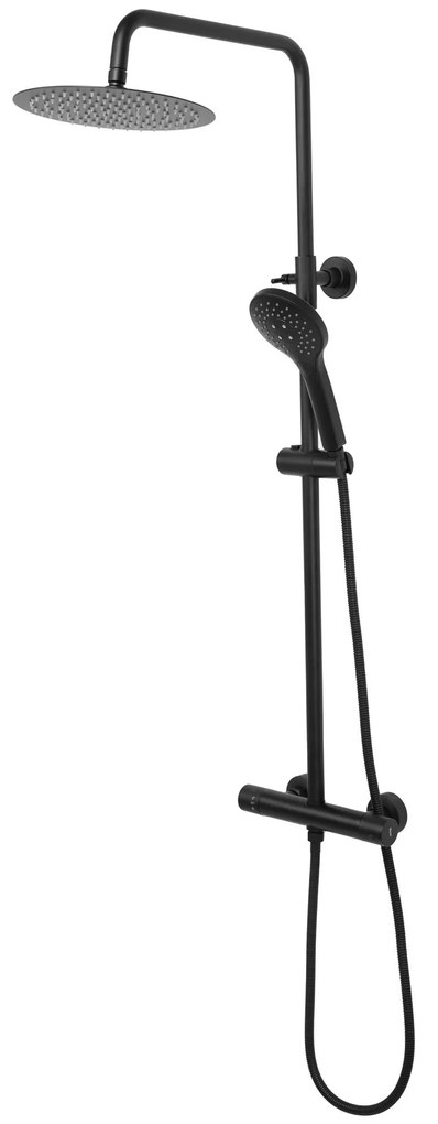 Rea Vincent, sprchový set s termostatickou batériou a dažďovou hlavicou 25cm, čierna matná, REA-P6600