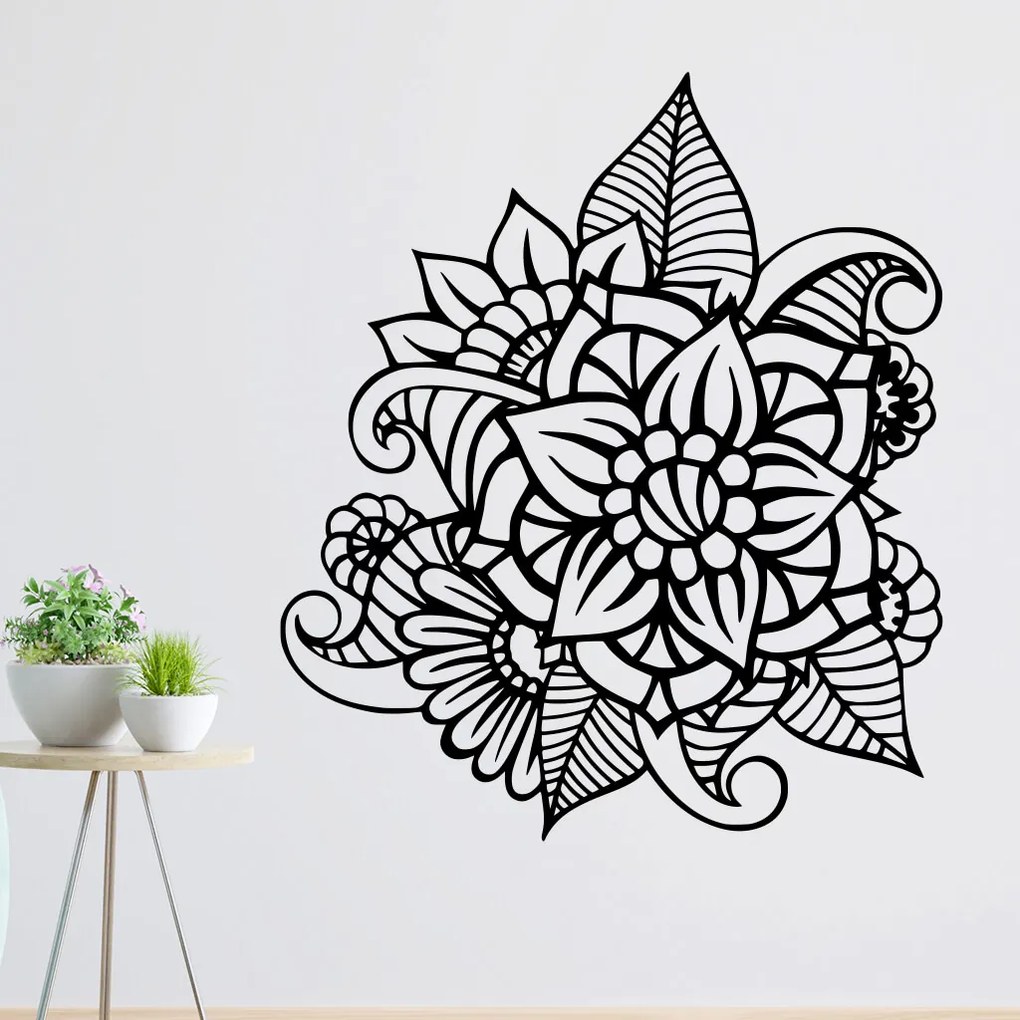 Veselá Stena Samolepka Kvetinový ornament Farba: černá, Veľkosť: 40 x 34 cm