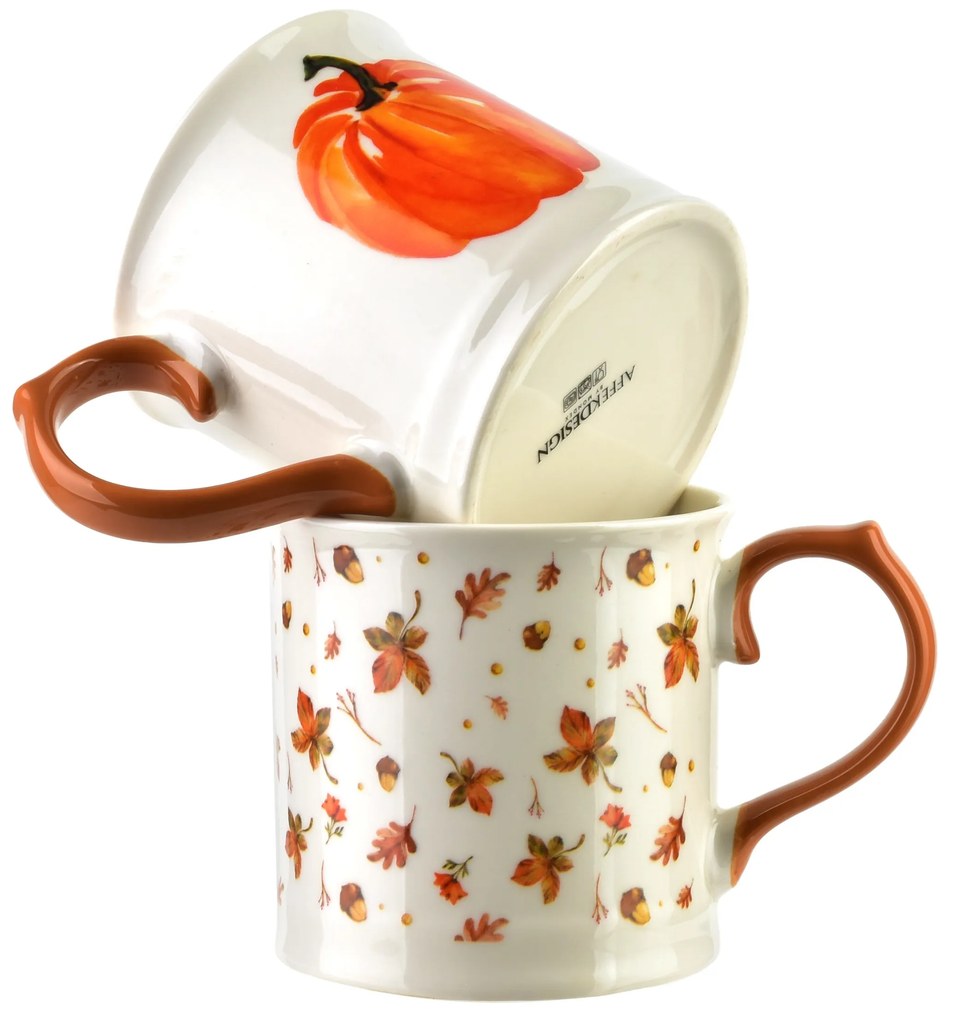 Porcelánový hrnček RADO 350 ml s tekvicou biely