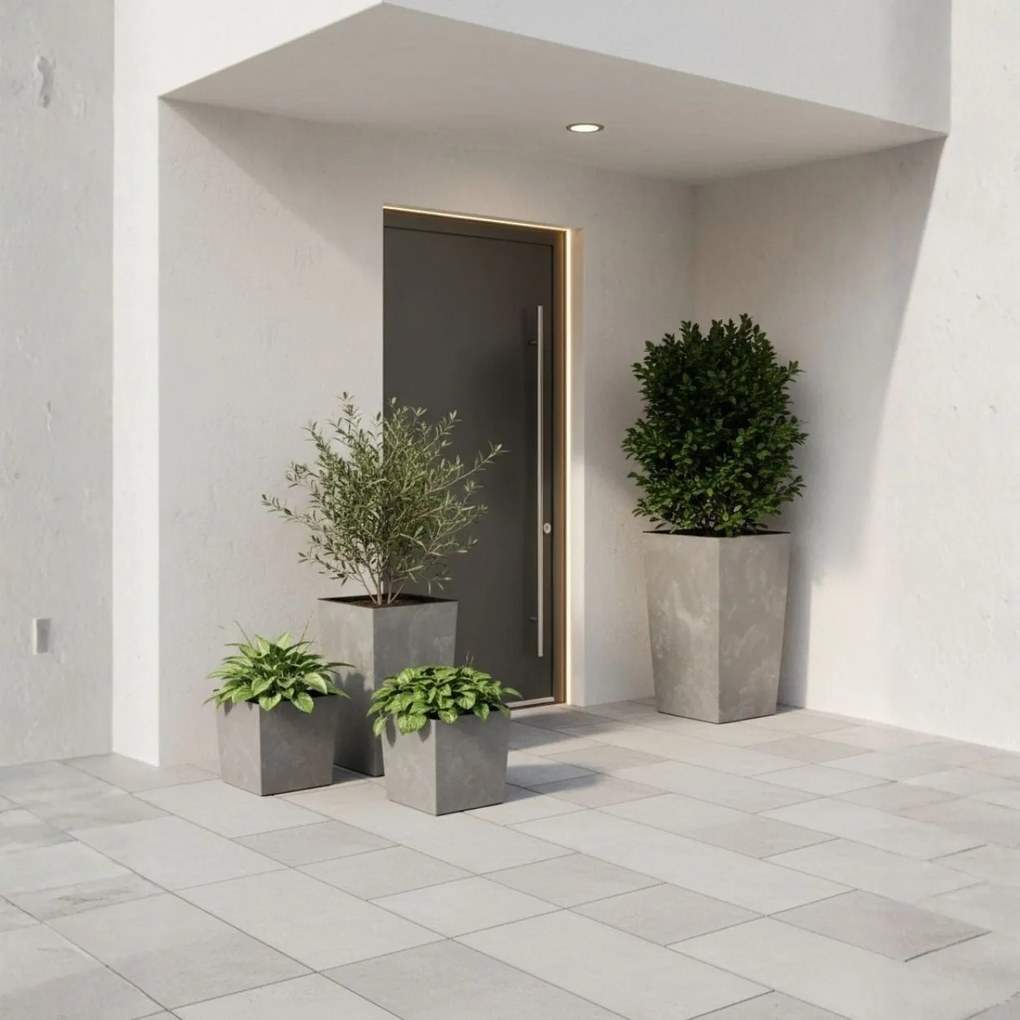 PLASTOVÝ KVETINÁČ PORTO 75X39,5X39,5 CM IMITÁCIA BETÓNU SIVÁ