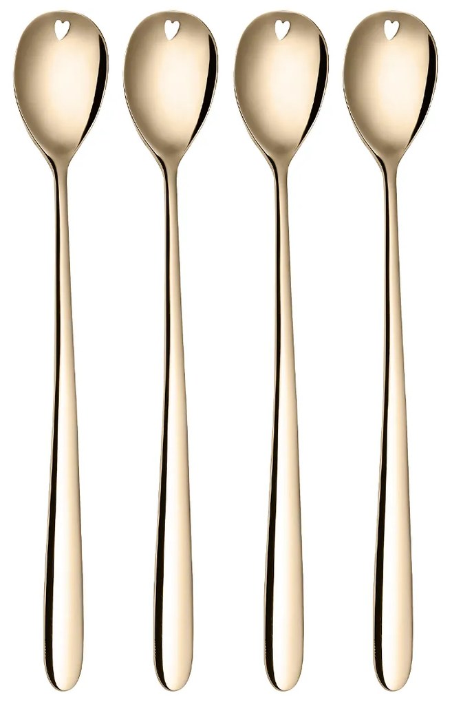 Latté lyžičky so srdiečkom champagne 4 ks set – Love Cutlery - 116628