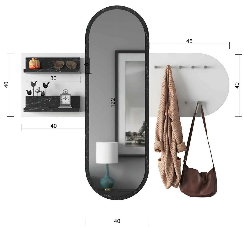 Predsieňová zostava Pixie 3 (Biela) (so zrkadlom). Akcia -19%. Vlastná spoľahlivá doprava až k Vám domov. 1072344