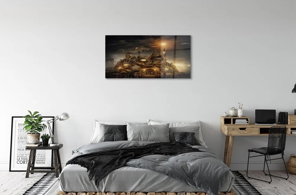 Sklenený obraz Lucerna mraky plavidiel 100x50 cm