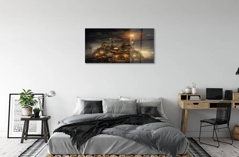 Sklenený obraz Lucerna mraky plavidiel 125x50 cm