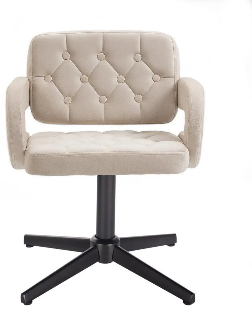 LuxuryForm DESIGN Stolička ADRIA VELUR na čiernom kríži - krémová