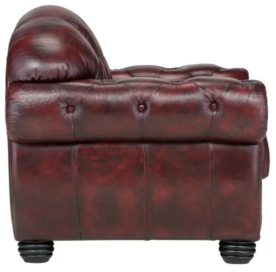 furniture-nabytek.cz - Masívne kreslo Chesterfield Hereford z pravej kože, červené – 112×96×94 cm