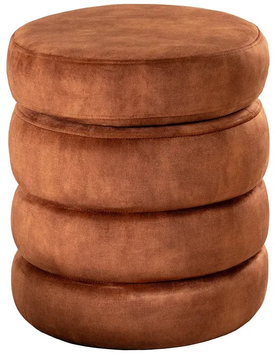 Taburetka VOQUE 50 cm zamatová hrdzavohnedá s úložným priestorom