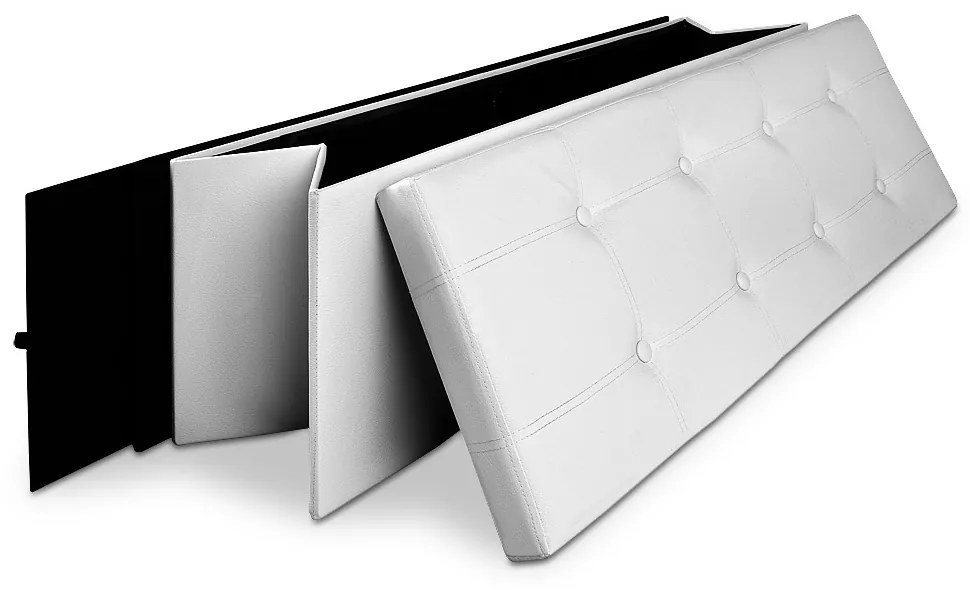 Skladacia sedacia truhlica, biela – 115 x 38 x 38 cm