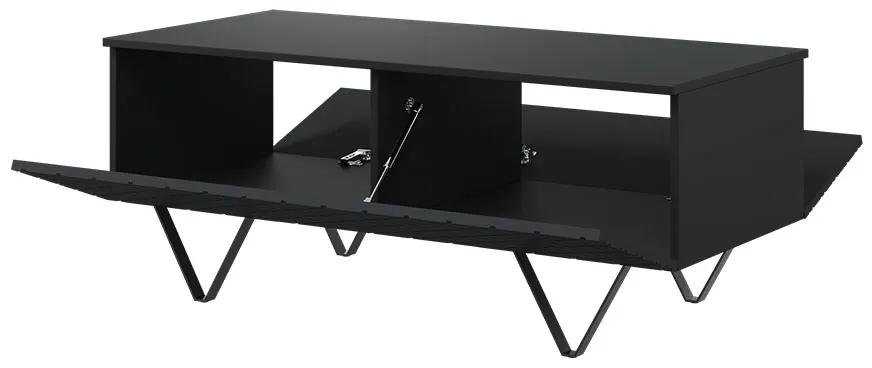 Konferenčný stolík s úložným priestorom Scalia 120 2K - čierny mat / čierne nožičky
