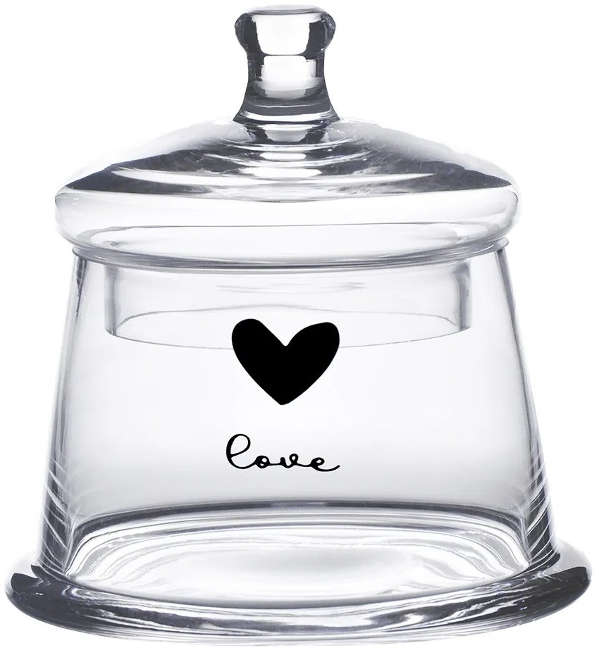Sklenená dóza so srdiečkom Love Birds - Ø12*13 cm