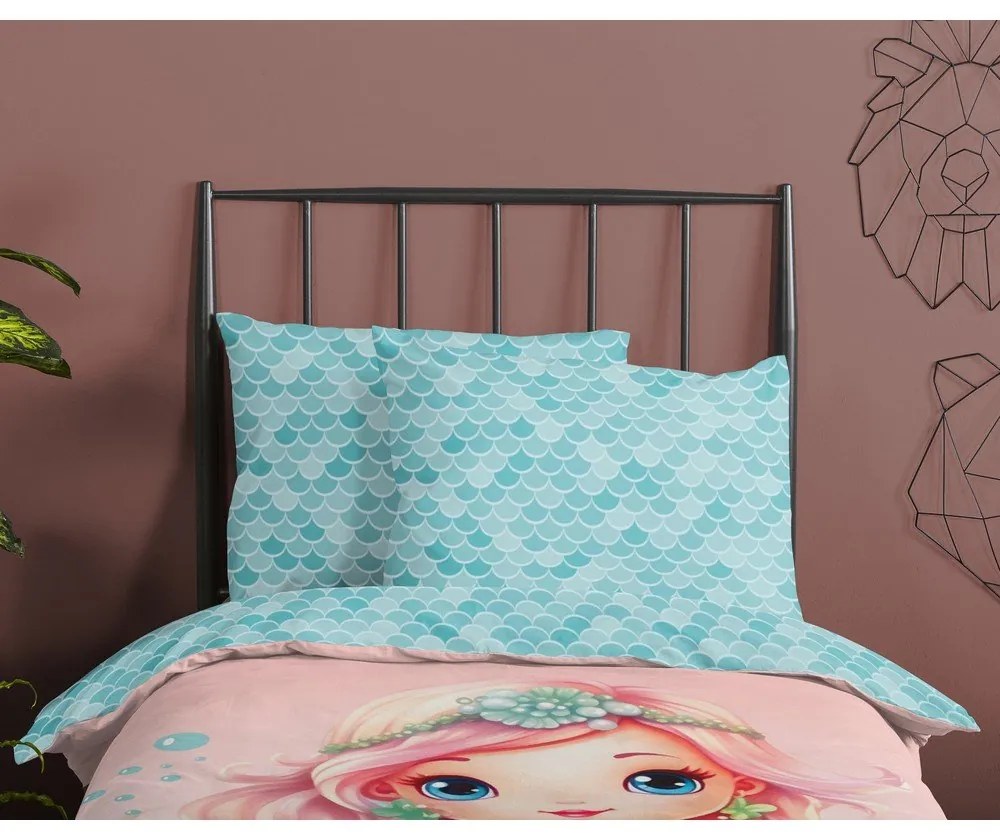 Modré/ružové bavlnené detské obliečky na jednolôžko 140x200 cm Alisse – Good Morning