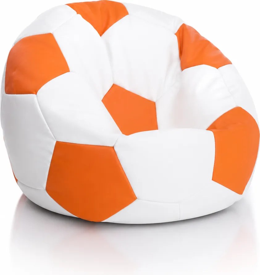 Set 2 sedacích vakov do detskej izby Sport L Ekokoža – oranžový a zelený