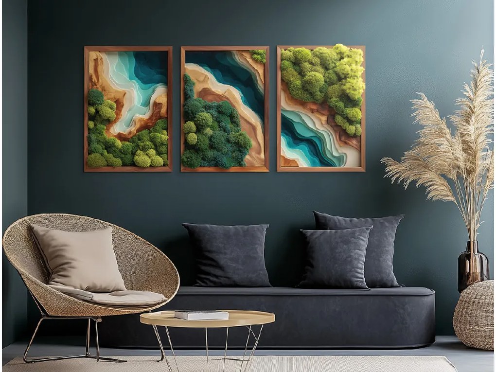 drevko |  Trojdielny machový obraz Útočisko (UV tlač)  41 x 90 cm