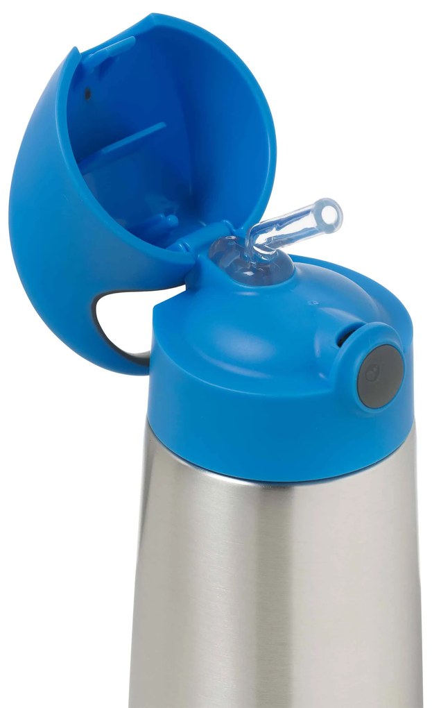 Termoska na pitie so slamkou 350 ml - modrá/sivá