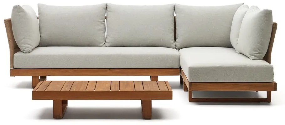 Záhradná lounge súprava z masívu akácie pre 5 v krémovo-prírodnej farbe Raco – Kave Home