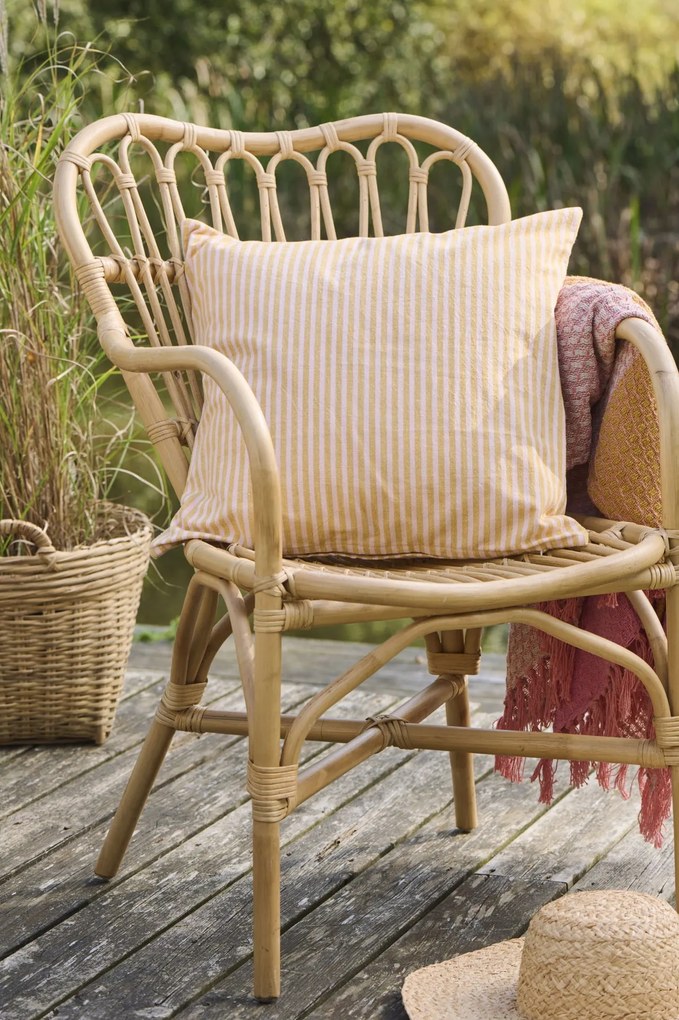 Ib Laursen Povlak na polštář Linea Mustard / Light Pink stripes 45 × 45 cm