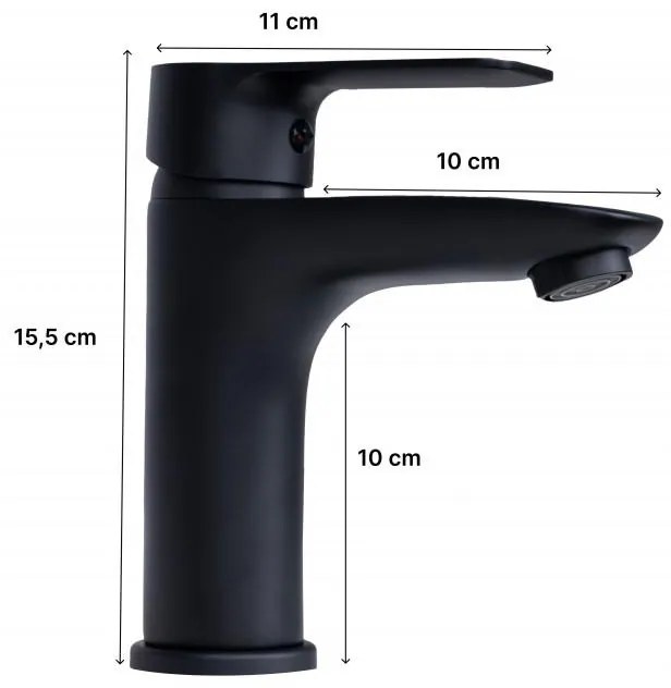 Erga Korfu, umývadlová batéria h-155, čierna matná, ERG-YKA-BU.KORFU24-BLK