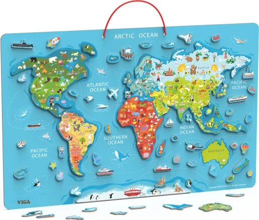 Magnetická tabuľa 2v1 Viga 44508 mapa sveta