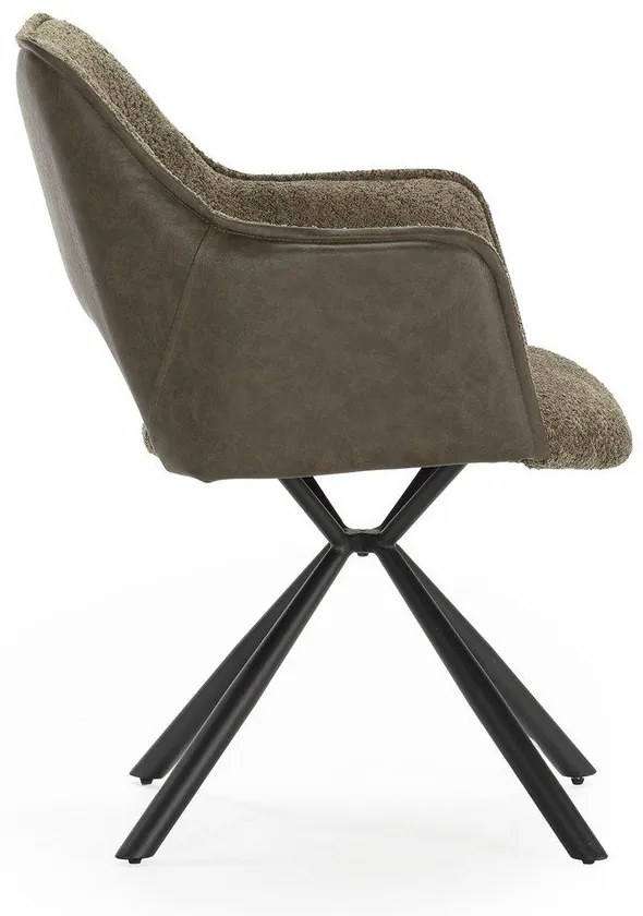 Zelené čalúnené jedálenské kreslá v súprave s podrúčkami 2 ks Mariel – Marckeric