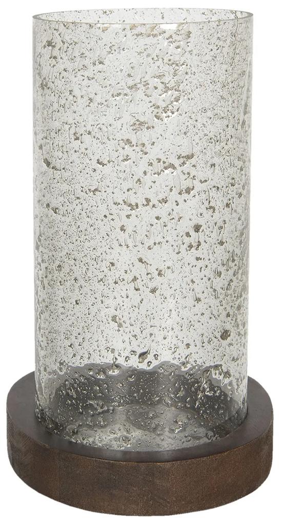 Sklenený svietnik Olív s kovovou podestou - Ø 22 * ​​33 cm