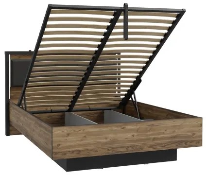 Dvojlôžková posteľ s úložným priestorom OREN 140x200 cm hnedá/čierna