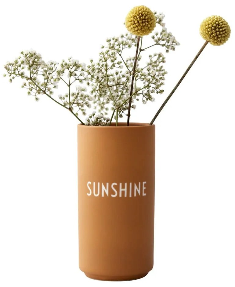 Horčicovožltá porcelánová váza Design Letters Sunshine, výška 11 cm