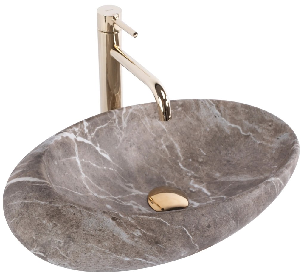 Keramické umývadlo na dosku Rea Roxy B Stone NATURE 48,7x30,7 cm – sivé