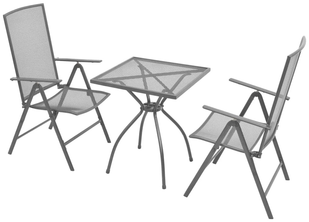 vidaXL 3-dielna bistro súprava so skladacími stoličkami oceľ antracitová