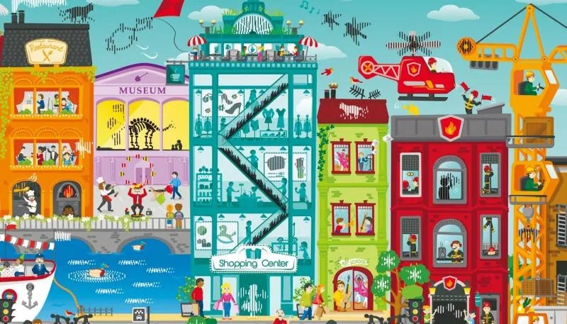 Puzzle – Animované mestečko v pohybe, 49 dielikov