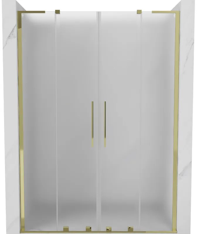 Mexen Velar L Duo, posuvné sprchové dvere do otvoru 150 cm, 8mm sklo námraza, zlatá lesklá, 871-150-003-32-50