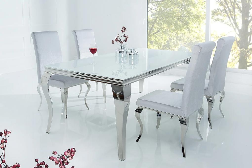 Bighome - Jedálenský stôl BARROCK 180 cm - strieborná, biela