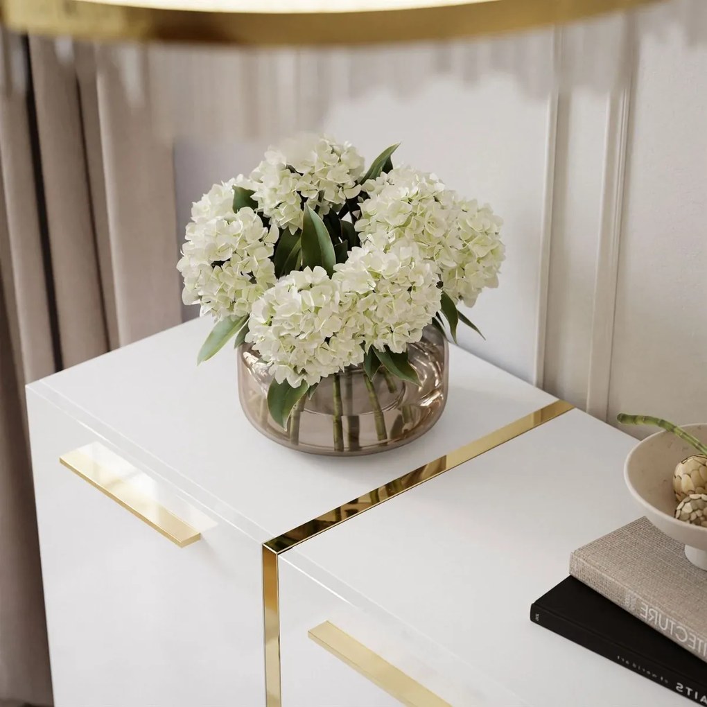 KOMODA SANTINO 4D BIELY LESK + ZLATÁ 158 cm