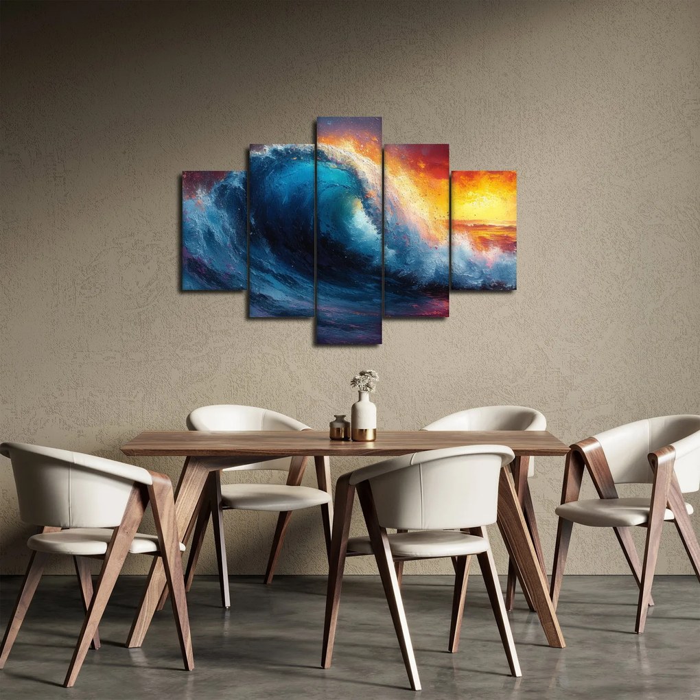 Obraz - Vlna v západu slnka (150x105 cm)